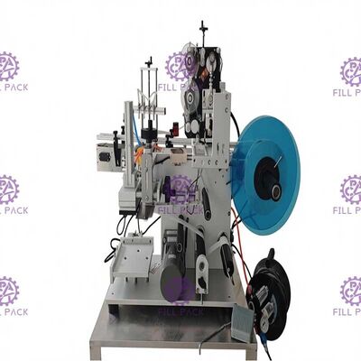 Συγκολλητική μηχανή 1800BPH μαρκαρίσματος μπουκαλιών αυτοκόλλητων ετικεττών ημι αυτόματος για το τετραγωνικό μπουκάλι 3 πλευρές