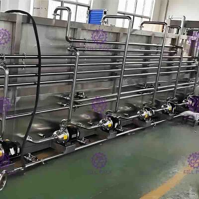 Εμφιαλωμένη Pasteurizer χυμού μηχανών συσκευασίας μπουκαλιών κινητή ανακύκλωση με τα ακροφύσια ψεκασμού